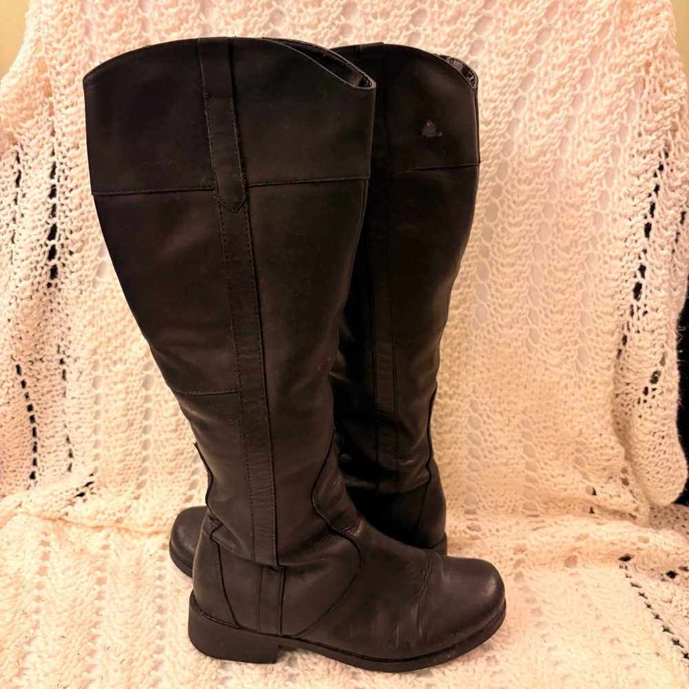 HUSH PUPPIES Black Leather, Waterproof, Insulated, Side Zipper Boots - Size 6.5